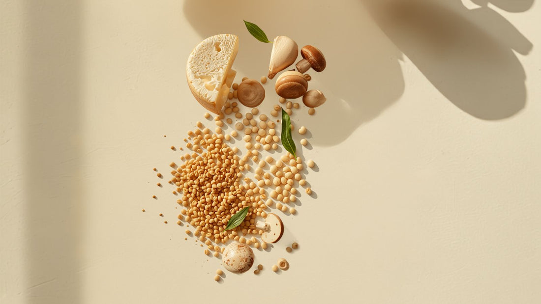 Natürliche Lebensmittel mit Spermidin-Gehalt: Weizenkeime, Käse, Sojabohnen und Pilze